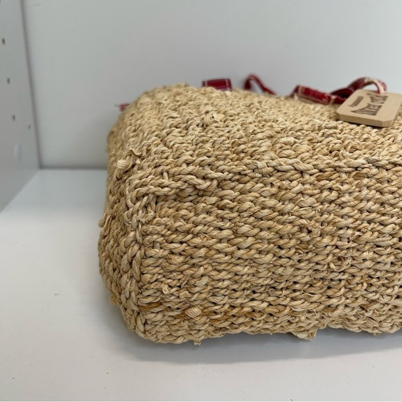 Polo Ralph Lauren VTG Raffia Small Shoulder bucket Bag bandanna interior Y2K - Picture 6 of 10